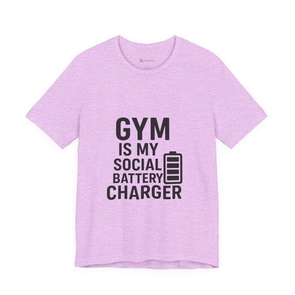Gym Is My Social Battery Bar Unisex Jersey Short Sleeve Tee T-shirt