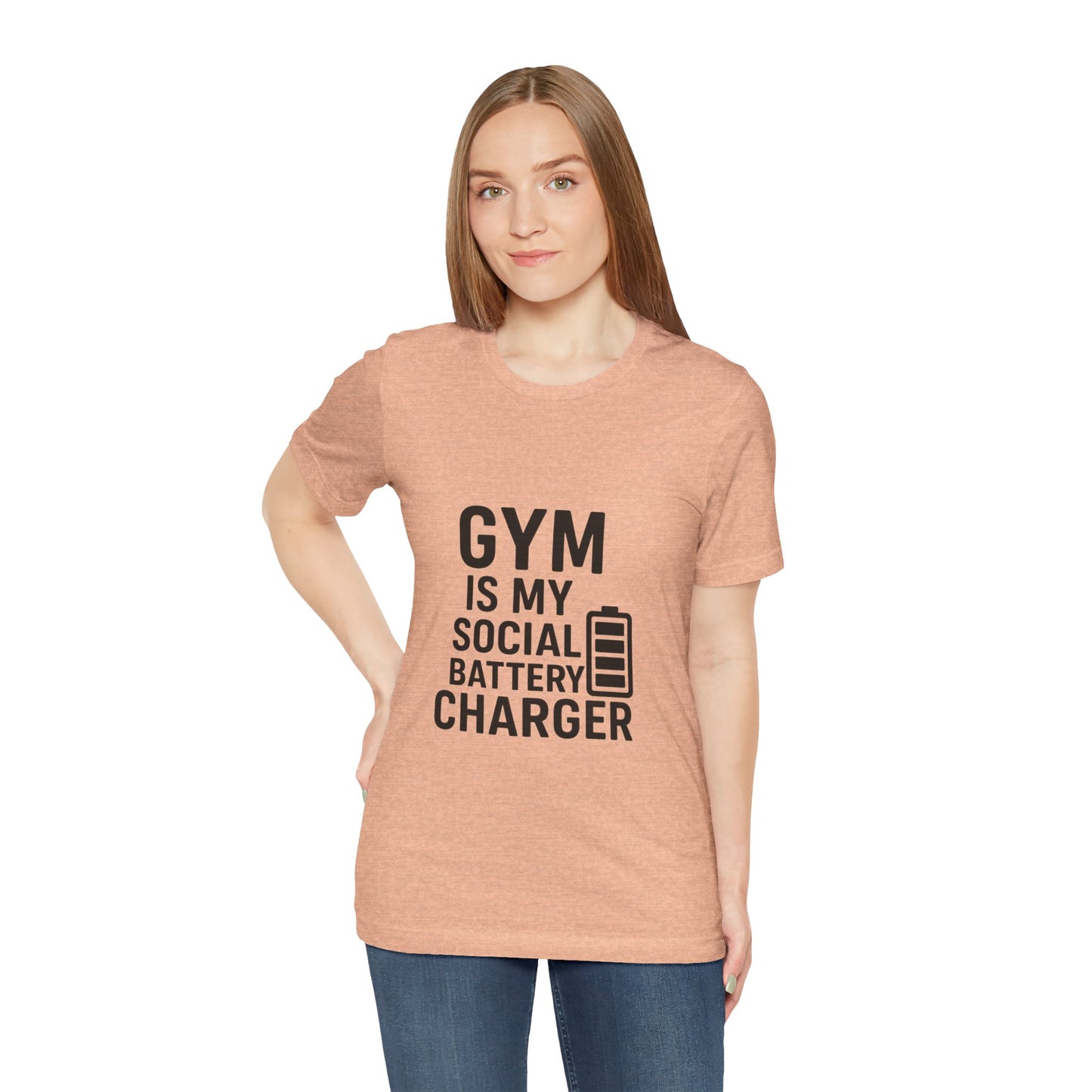 Gym Is My Social Battery Bar Unisex Jersey Short Sleeve Tee T-shirt