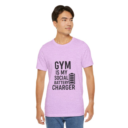 Gym Is My Social Battery Bar Unisex Jersey Short Sleeve Tee T-shirt