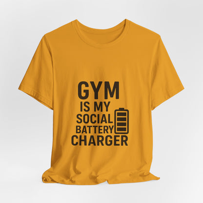 Gym Is My Social Battery Bar Unisex Jersey Short Sleeve Tee T-shirt