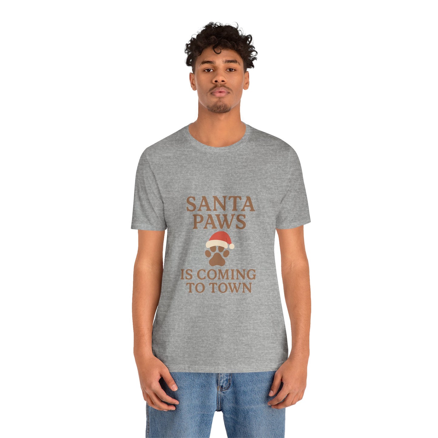 Santa Paws Is Coming To Town Christmas Unisex Jersey Short Sleeve Tee T-shirt