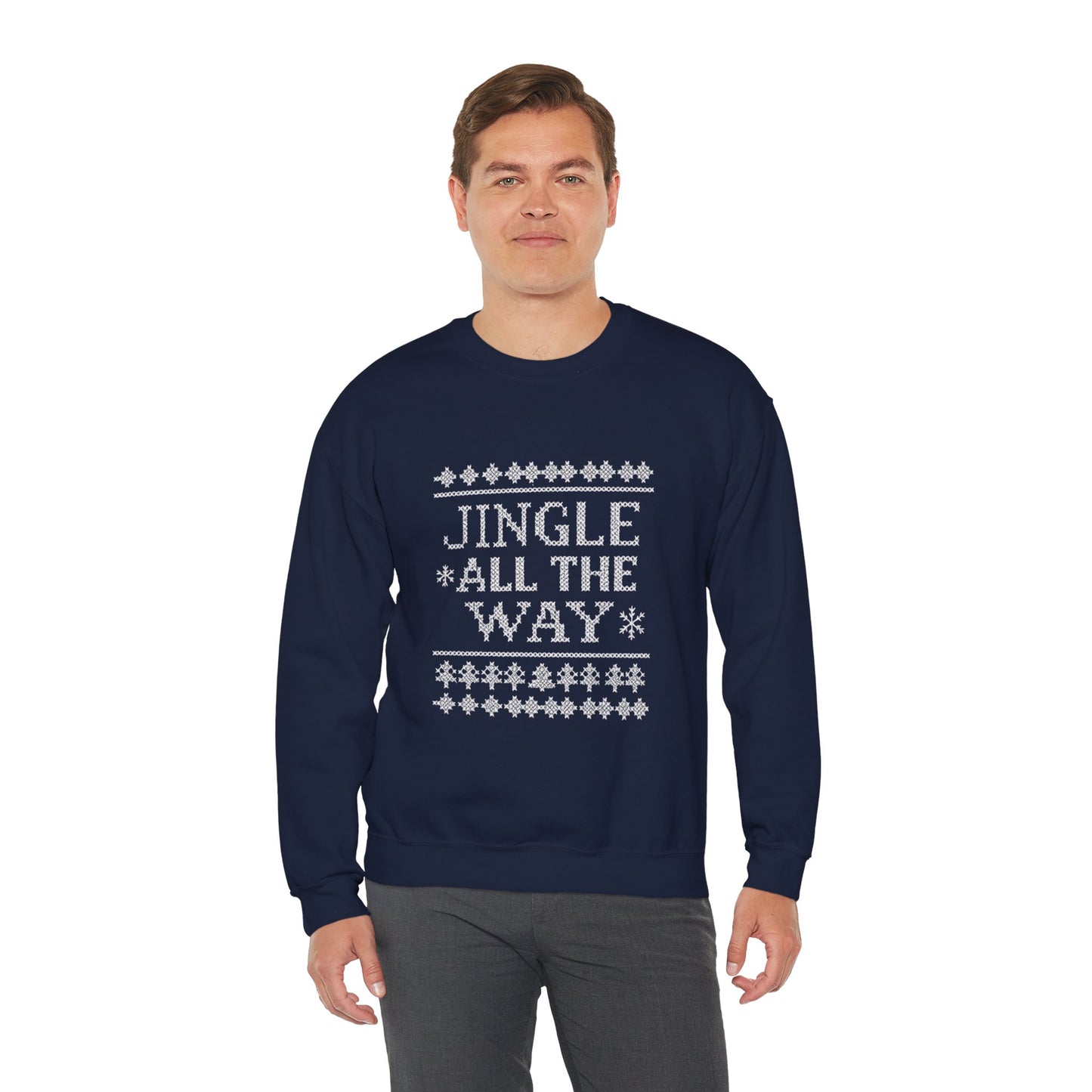 Merry Christmas Ugly Knitted Sweater Style Unisex Heavy Blend™ Crewneck Sweatshirt