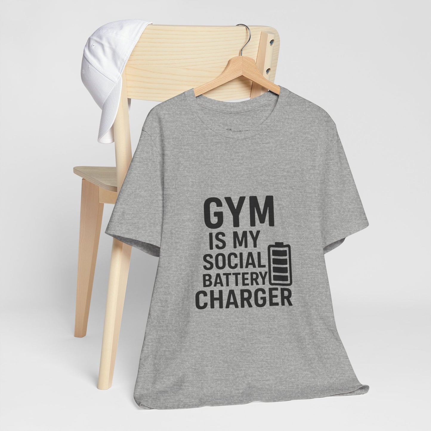 Gym Is My Social Battery Bar Unisex Jersey Short Sleeve Tee T-shirt