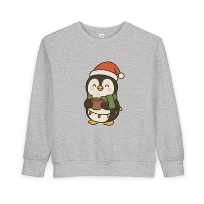 Penguin Drinking Hot Choco Christmas Toddler Sweatshirt