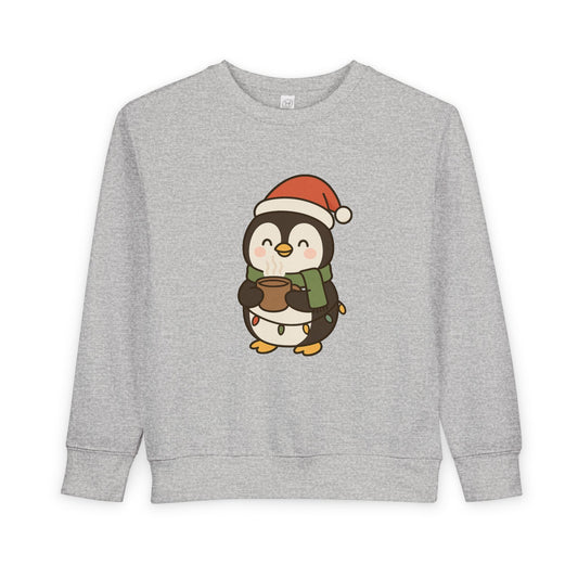 Penguin Drinking Hot Choco Christmas Toddler Sweatshirt