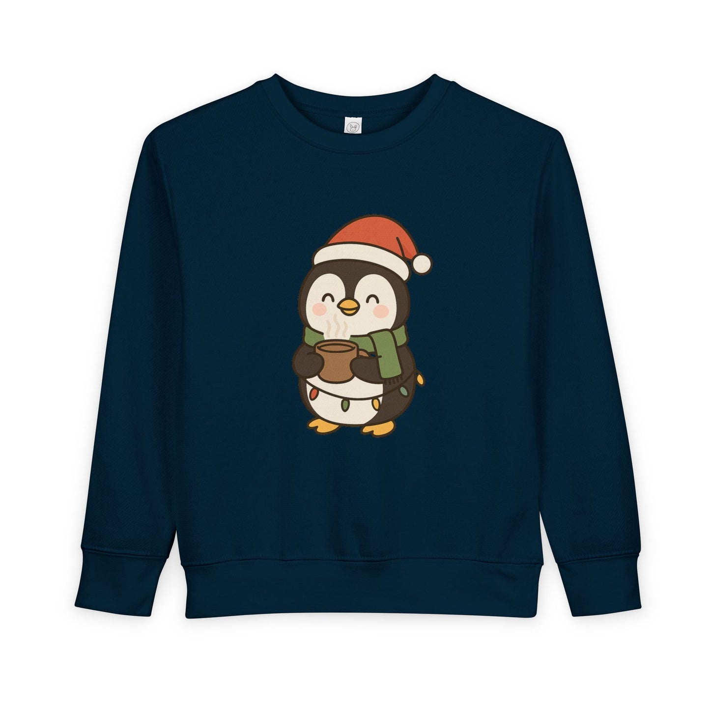Penguin Drinking Hot Choco Christmas Toddler Sweatshirt