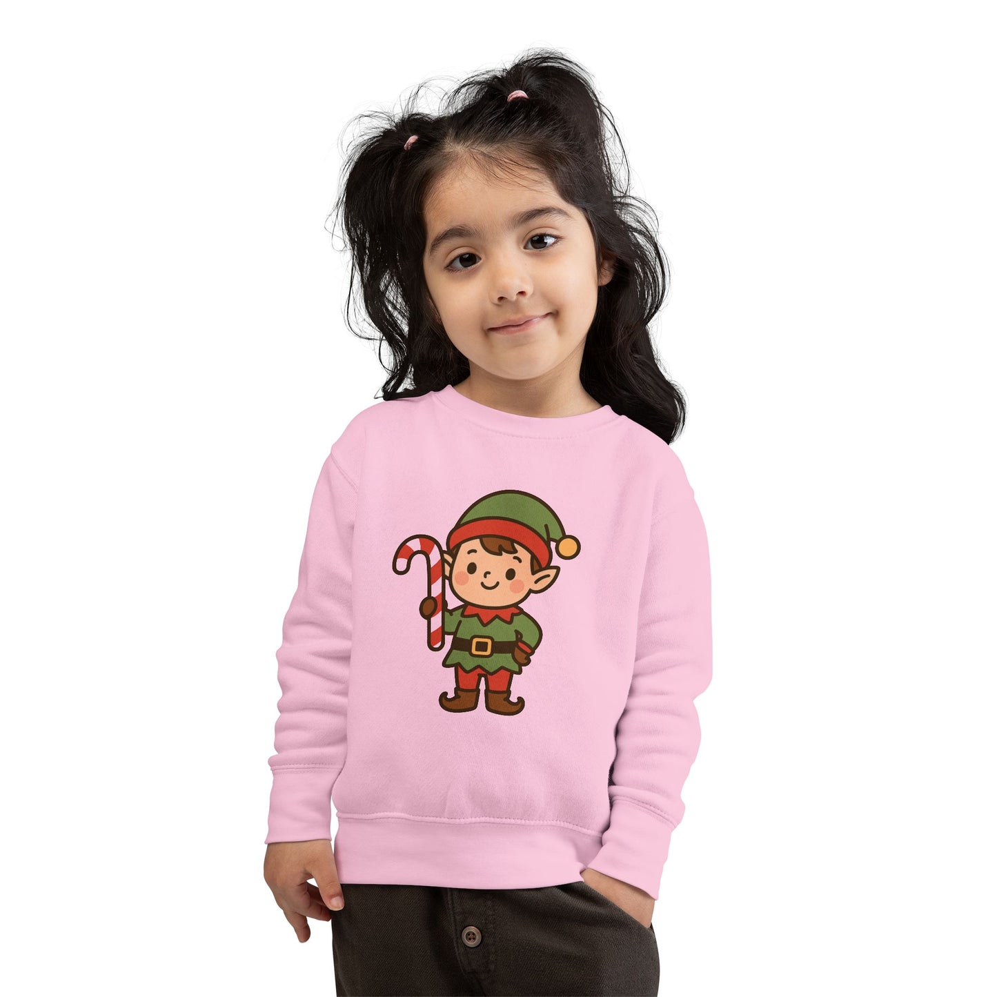 Candy Cane Christmas Elf Toddler Sweatshirt
