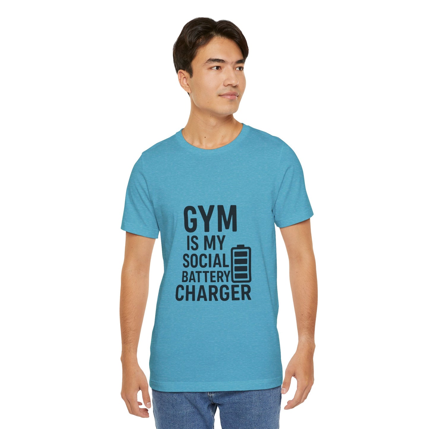Gym Is My Social Battery Bar Unisex Jersey Short Sleeve Tee T-shirt