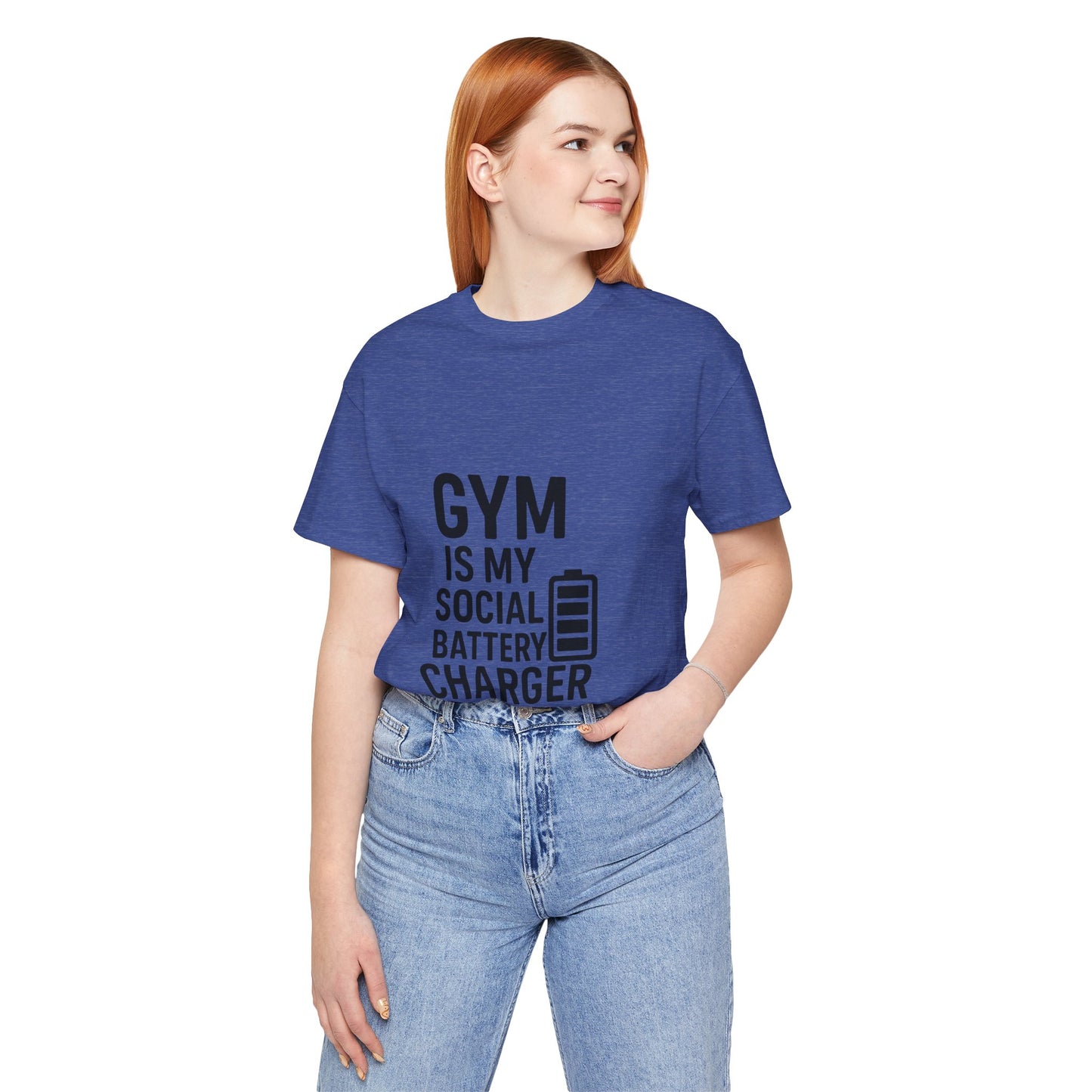 Gym Is My Social Battery Bar Unisex Jersey Short Sleeve Tee T-shirt
