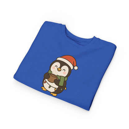 Penguin Drinking Hot Choco Christmas Toddler Sweatshirt