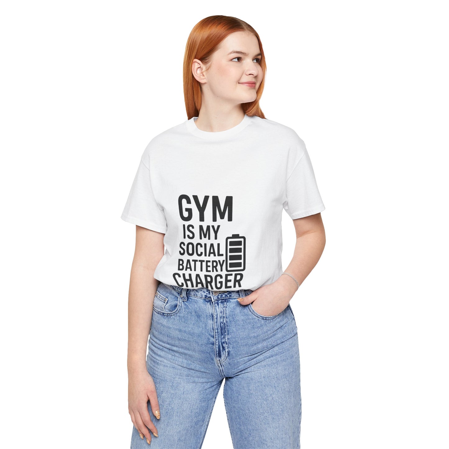 Gym Is My Social Battery Bar Unisex Jersey Short Sleeve Tee T-shirt
