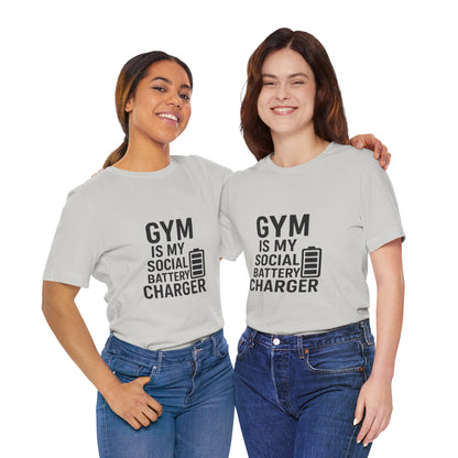 Gym Is My Social Battery Bar Unisex Jersey Short Sleeve Tee T-shirt