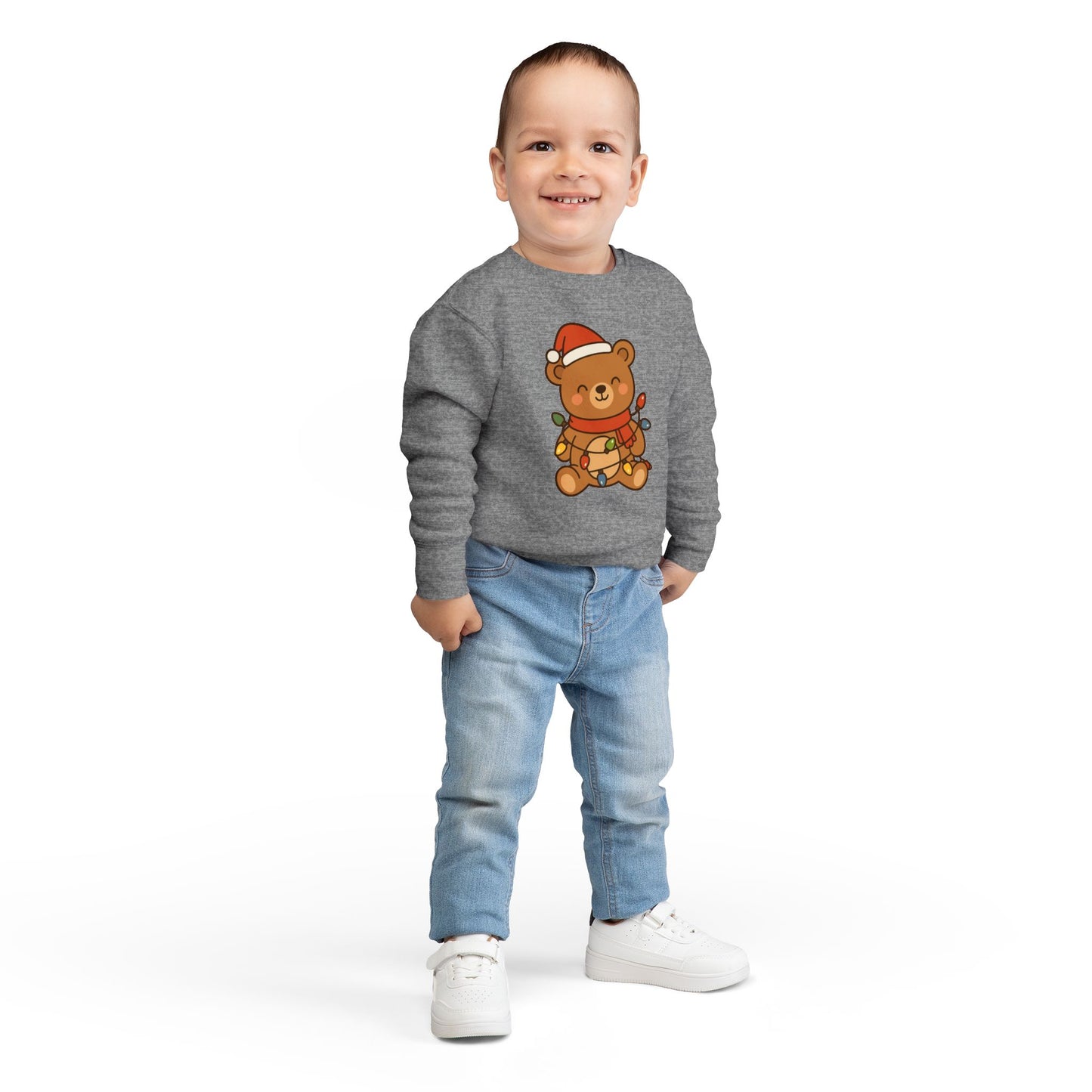 Teddy Bear With Christmas Lights And Hat Toddler Sweatshirt