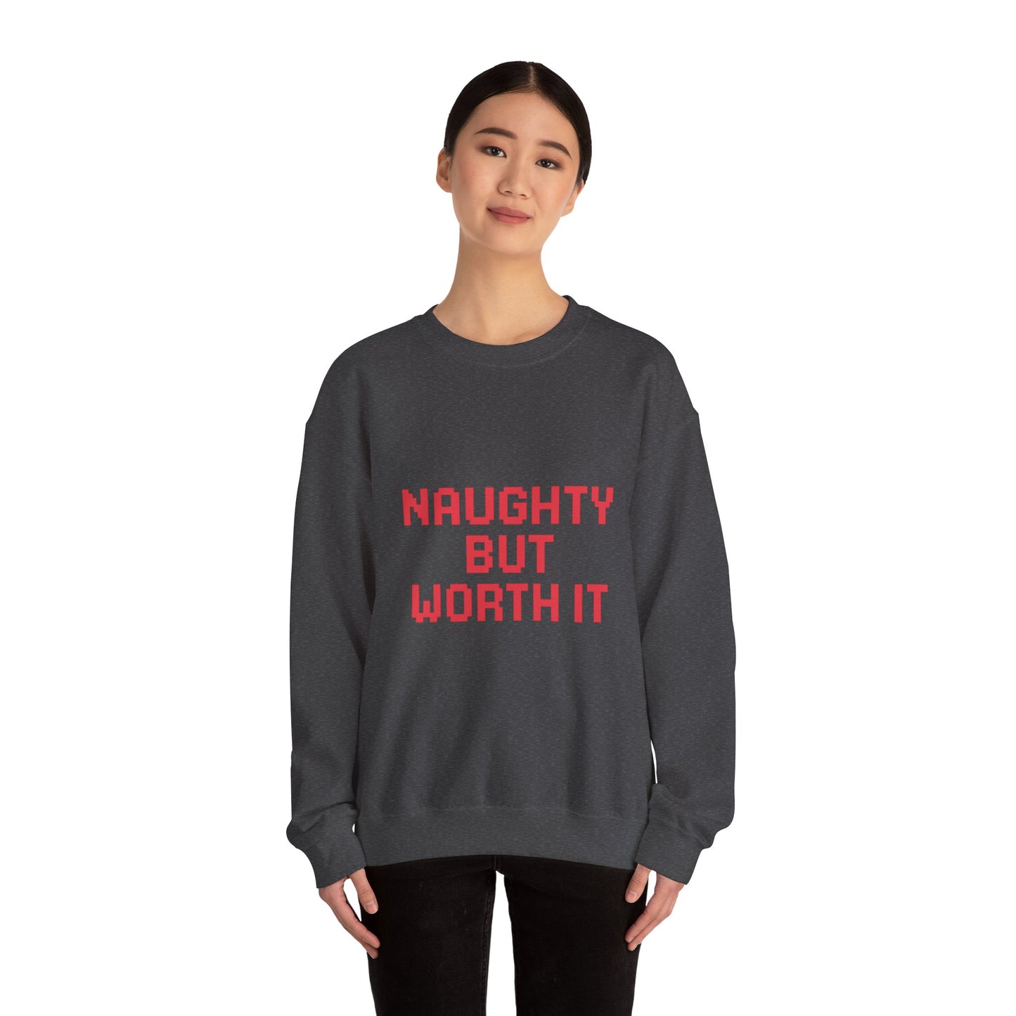 Naughty But Worth It Christmas Unisex Heavy Blend™ Crewneck Sweatshirt