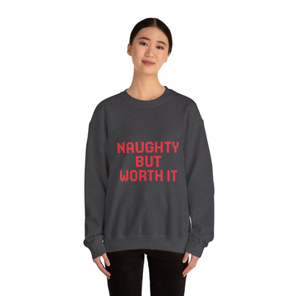 Naughty But Worth It Christmas Unisex Heavy Blend™ Crewneck Sweatshirt