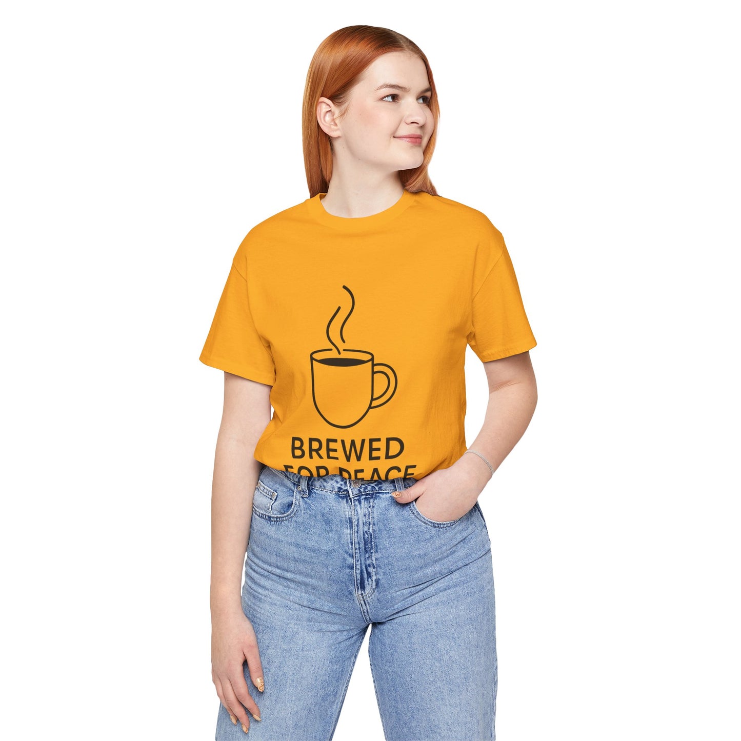 Brewed For Peace Coffee Humor Unisex Jersey Short Sleeve Tee T-shirt