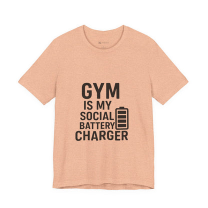 Gym Is My Social Battery Bar Unisex Jersey Short Sleeve Tee T-shirt