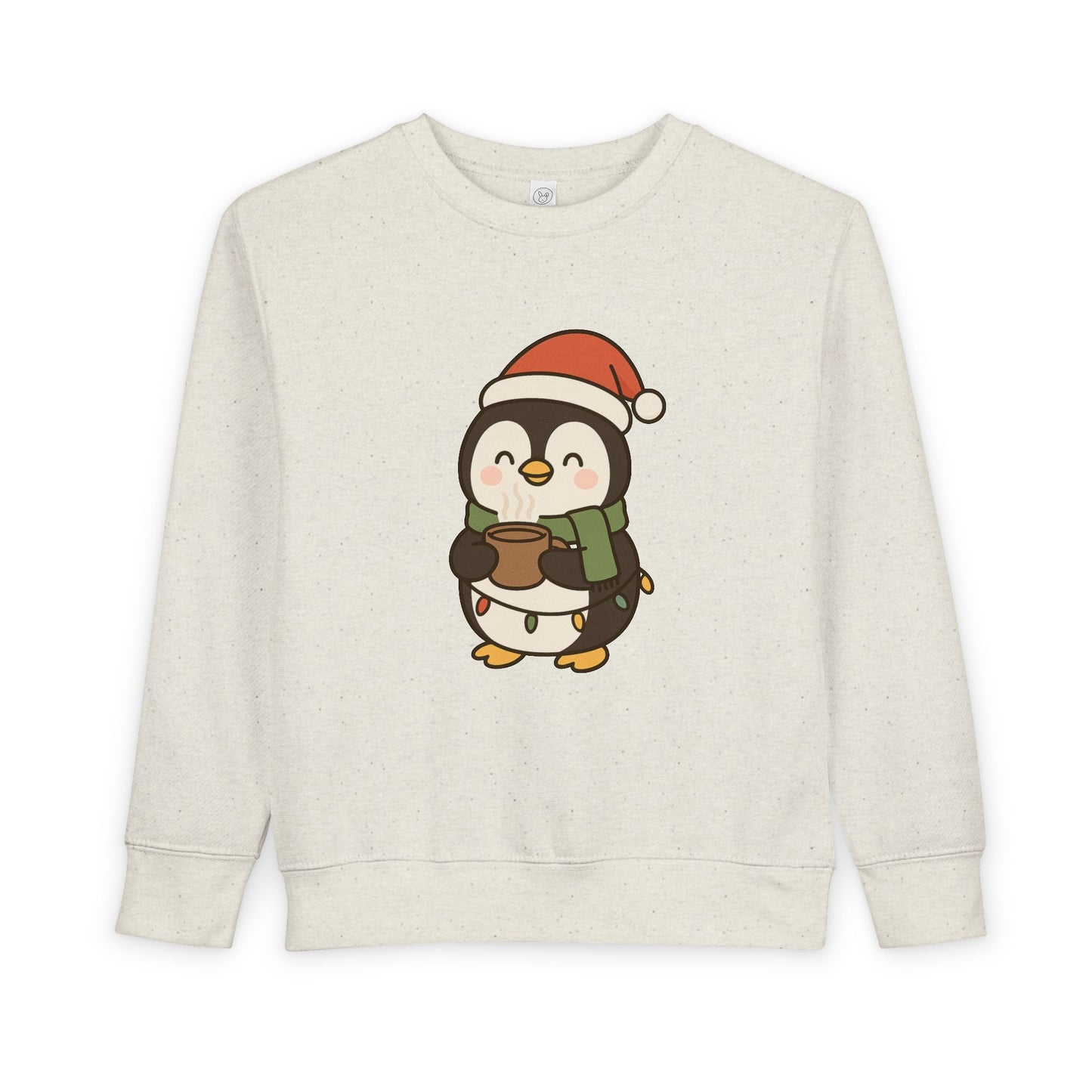 Penguin Drinking Hot Choco Christmas Toddler Sweatshirt