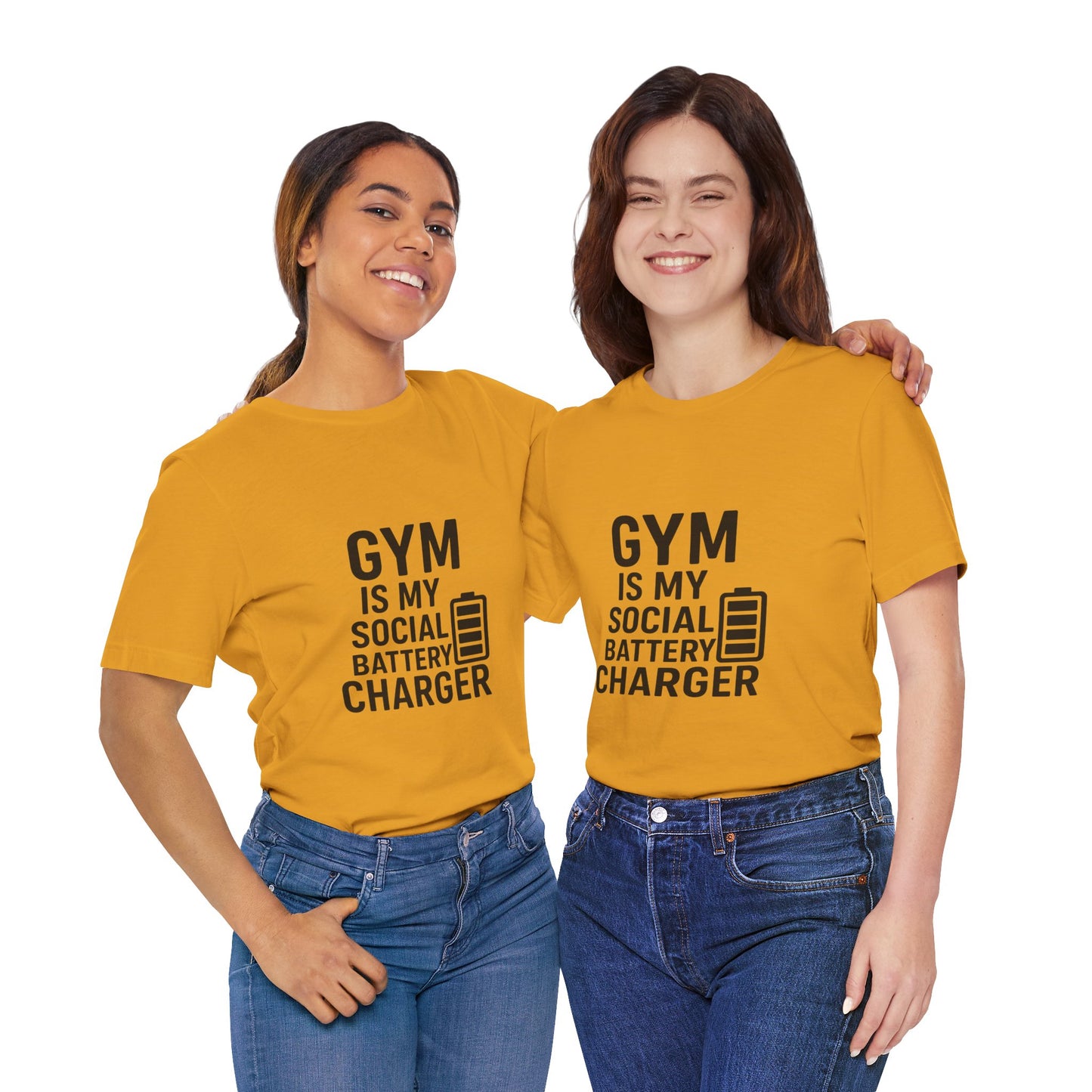 Gym Is My Social Battery Bar Unisex Jersey Short Sleeve Tee T-shirt