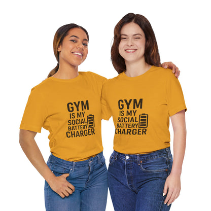 Gym Is My Social Battery Bar Unisex Jersey Short Sleeve Tee T-shirt