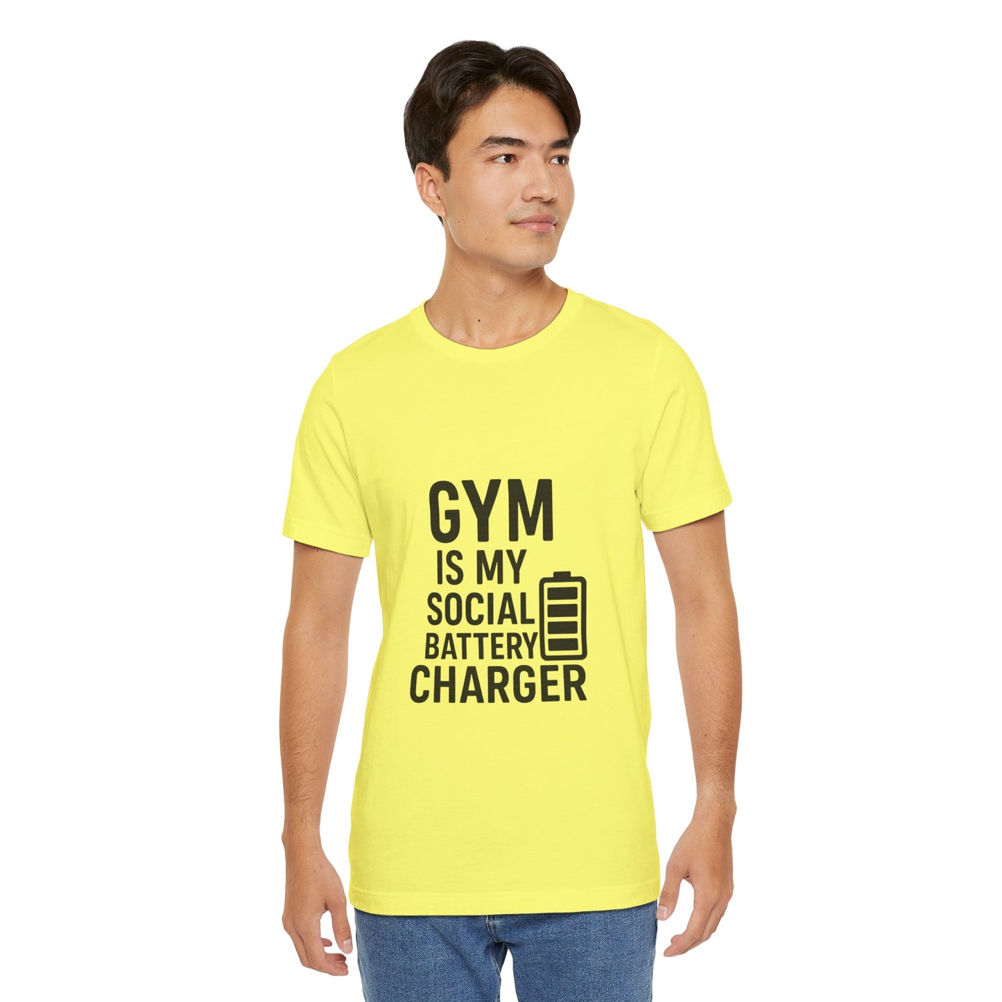 Gym Is My Social Battery Bar Unisex Jersey Short Sleeve Tee T-shirt