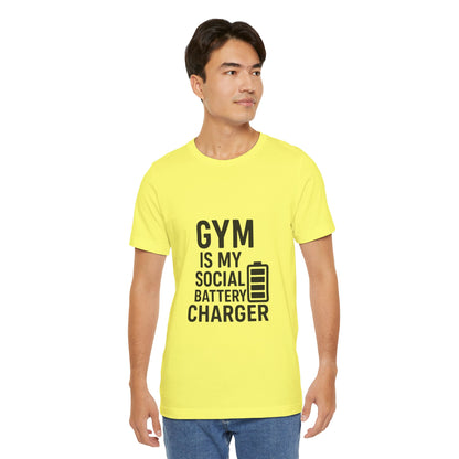 Gym Is My Social Battery Bar Unisex Jersey Short Sleeve Tee T-shirt