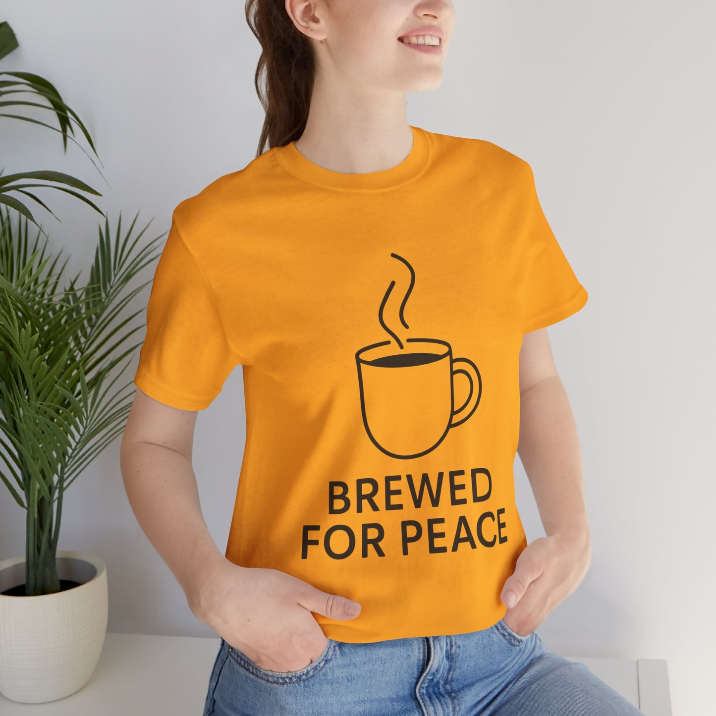 Brewed For Peace Coffee Humor Unisex Jersey Short Sleeve Tee T-shirt