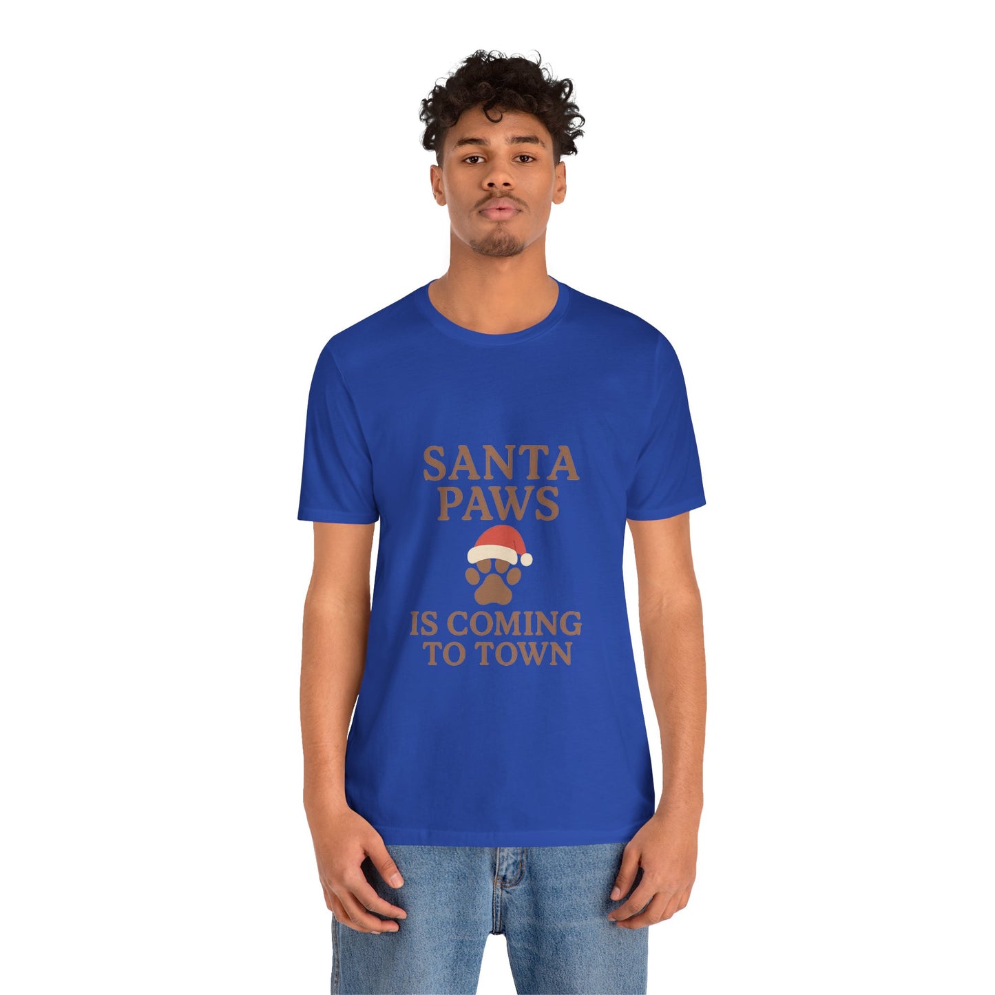 Santa Paws Is Coming To Town Christmas Unisex Jersey Short Sleeve Tee T-shirt