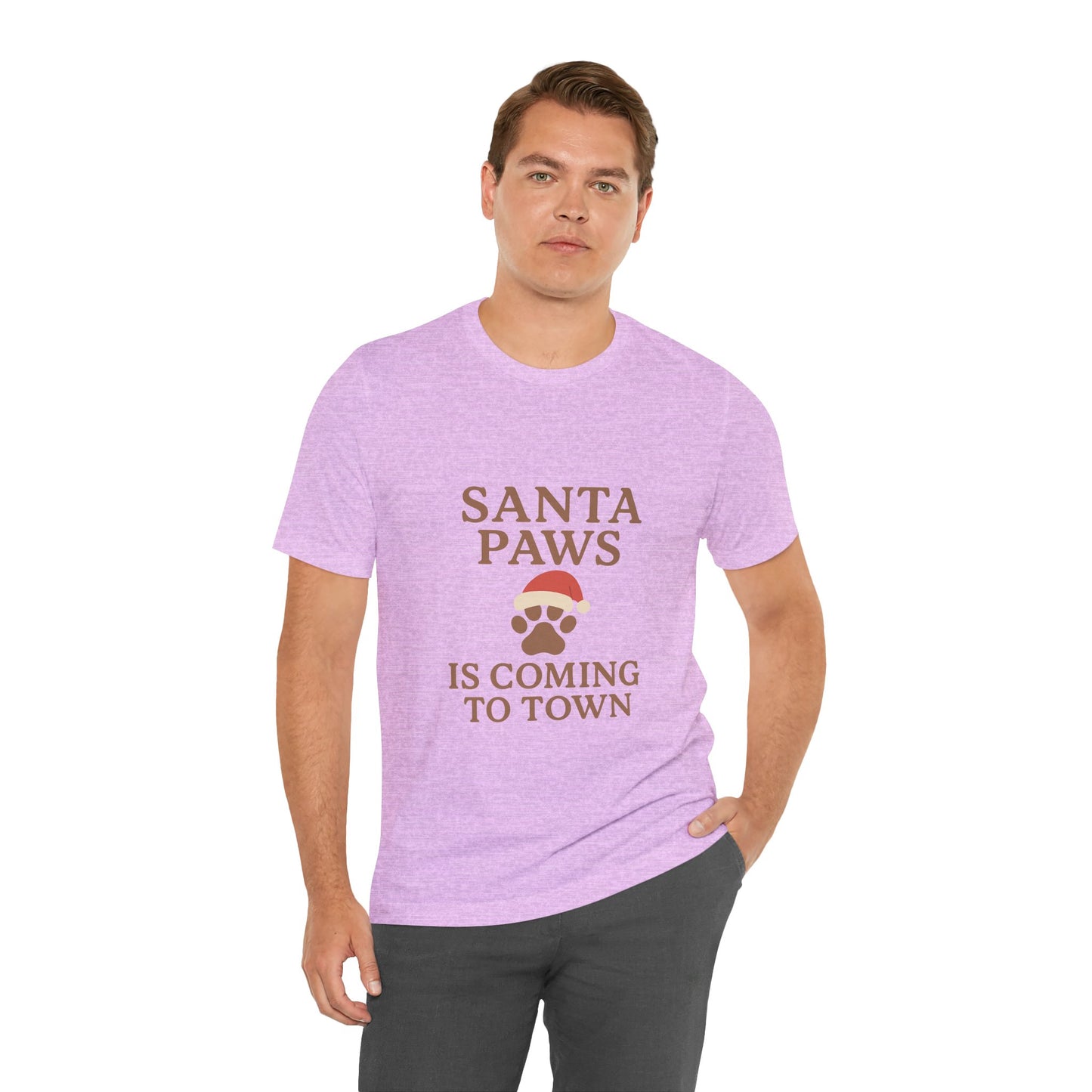 Santa Paws Is Coming To Town Christmas Unisex Jersey Short Sleeve Tee T-shirt