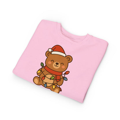 Teddy Bear With Christmas Lights And Hat Toddler Sweatshirt