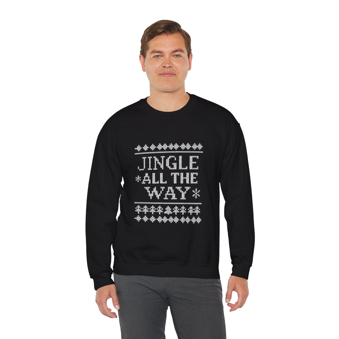 Merry Christmas Ugly Knitted Sweater Style Unisex Heavy Blend™ Crewneck Sweatshirt