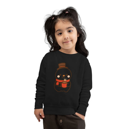 Snowman Drinking Hot Choco Toddler Sweatshirt