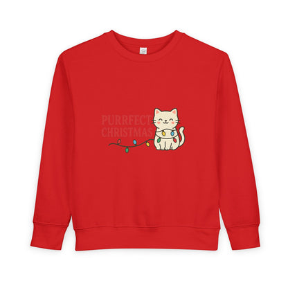 Puurfect Christmas Kitty Cat With Lights Toddler Sweatshirt
