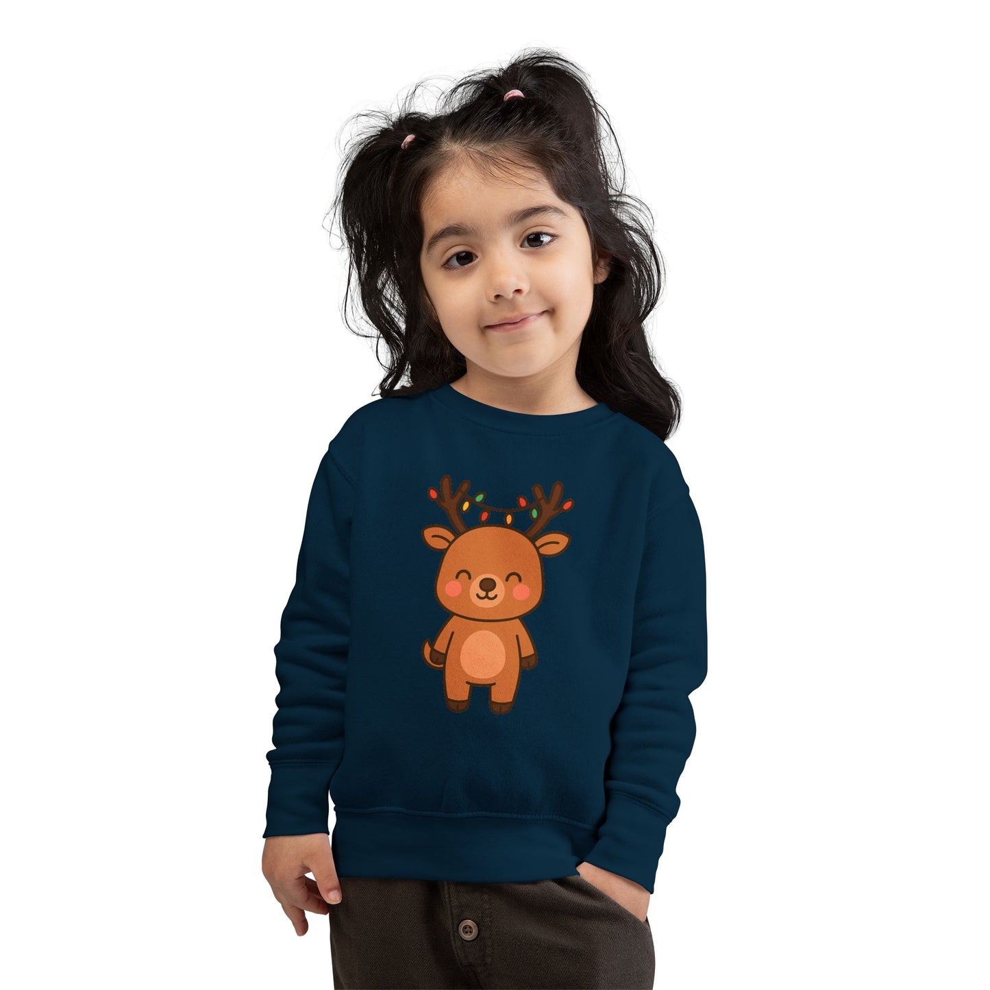 Reindeer Decorated With Lights Christmas Toddler Sweatshirt