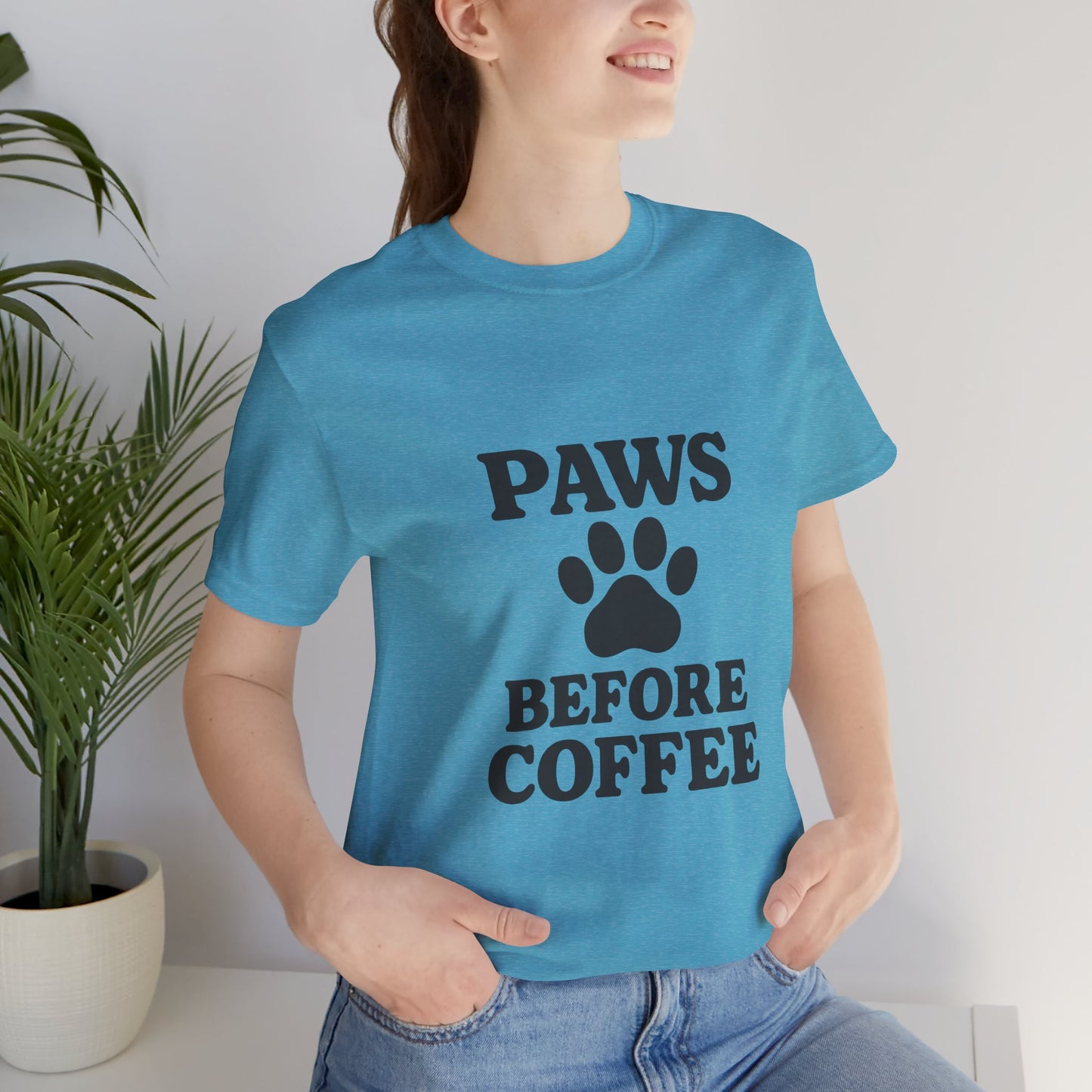 Paws Before Coffee Unisex Jersey Short Sleeve Tee T-shirt