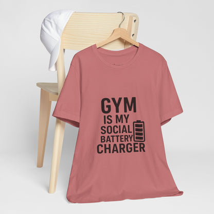 Gym Is My Social Battery Bar Unisex Jersey Short Sleeve Tee T-shirt
