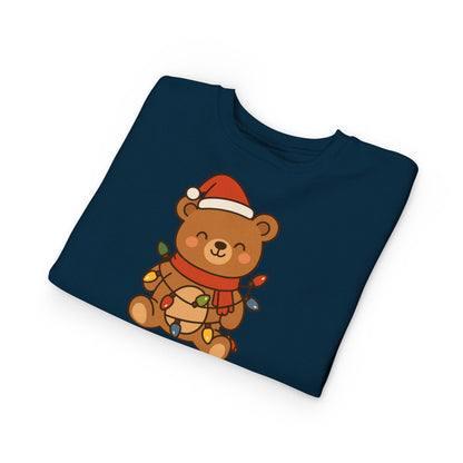 Teddy Bear With Christmas Lights And Hat Toddler Sweatshirt