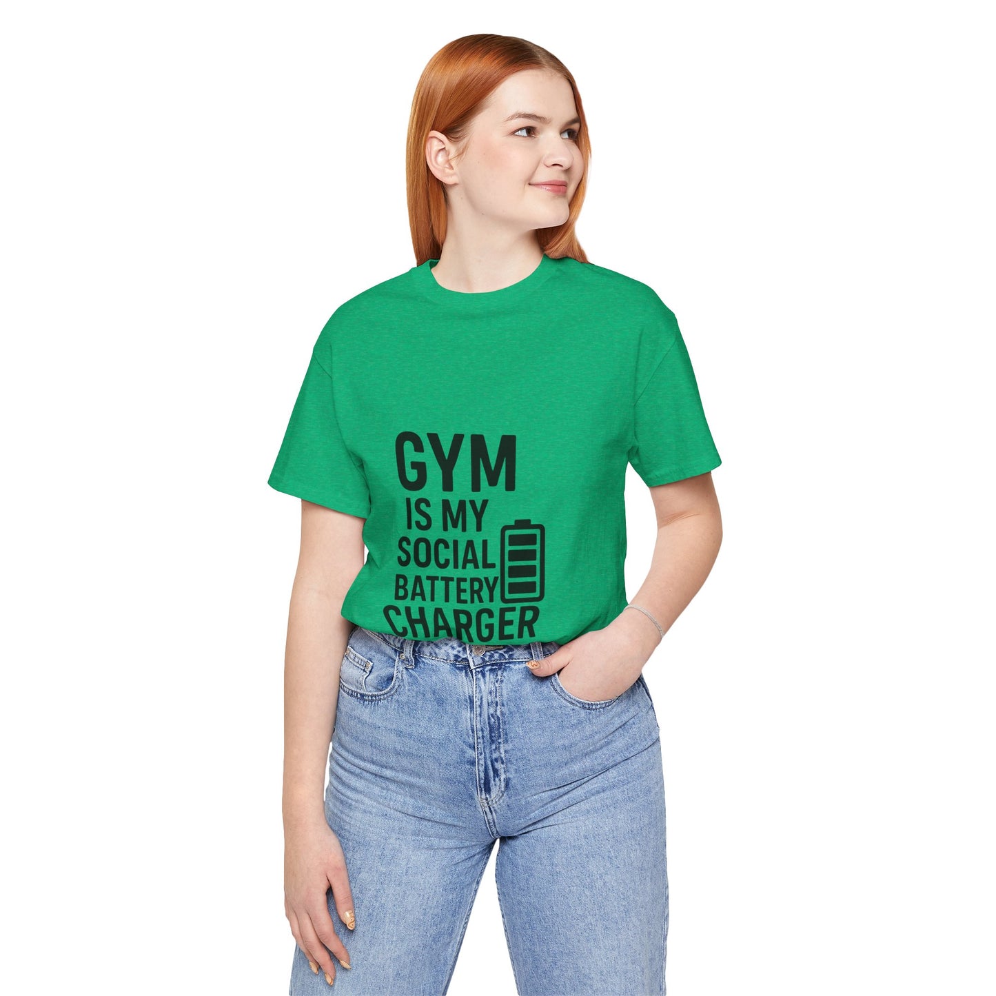 Gym Is My Social Battery Bar Unisex Jersey Short Sleeve Tee T-shirt
