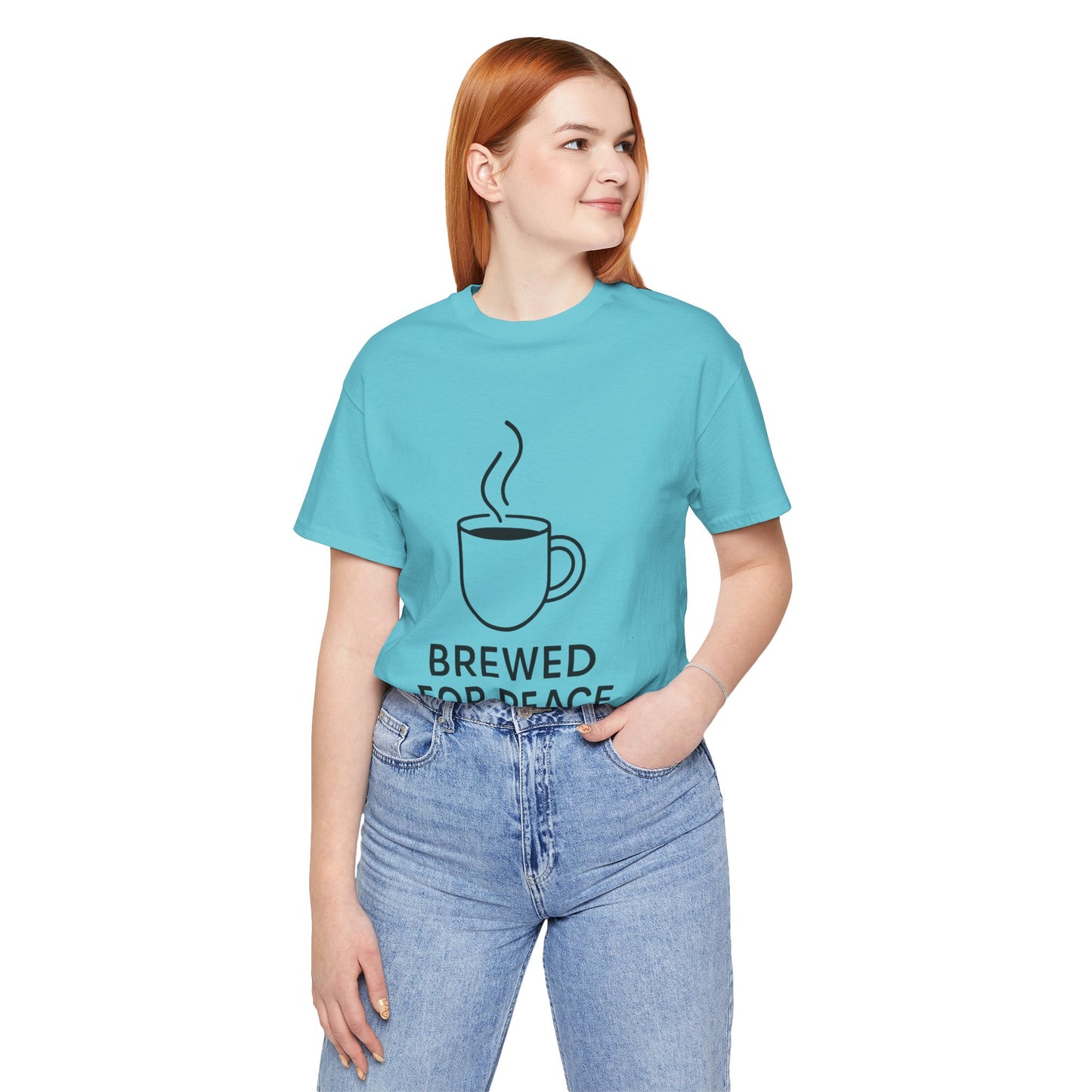 Brewed For Peace Coffee Humor Unisex Jersey Short Sleeve Tee T-shirt
