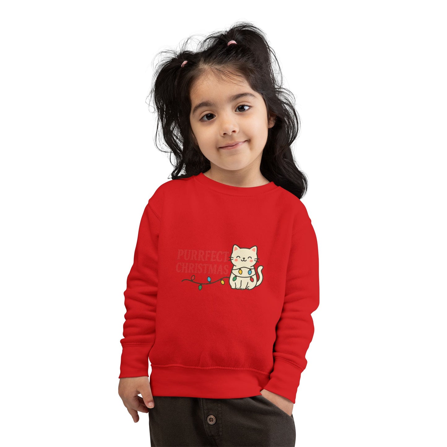 Puurfect Christmas Kitty Cat With Lights Toddler Sweatshirt