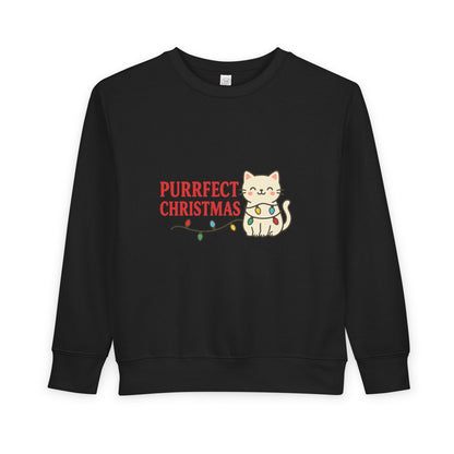 Puurfect Christmas Kitty Cat With Lights Toddler Sweatshirt