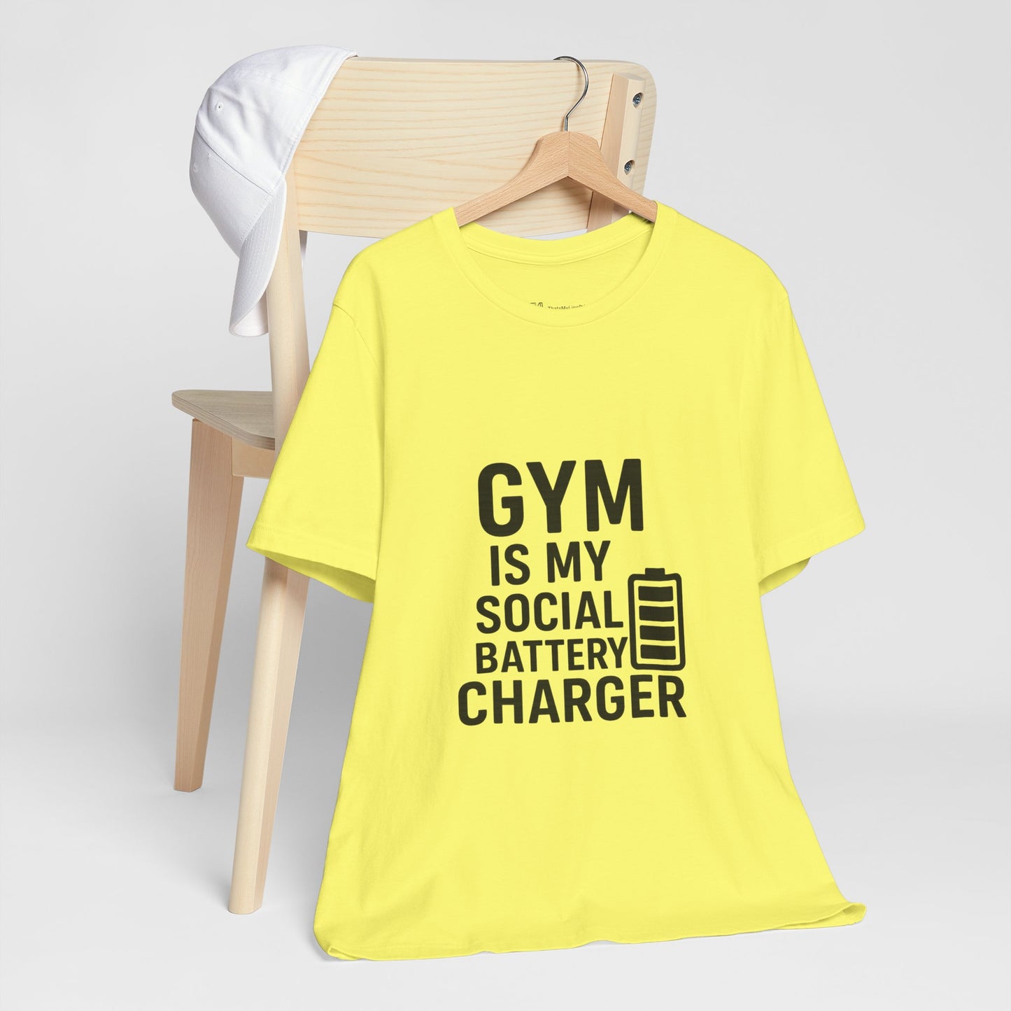 Gym Is My Social Battery Bar Unisex Jersey Short Sleeve Tee T-shirt