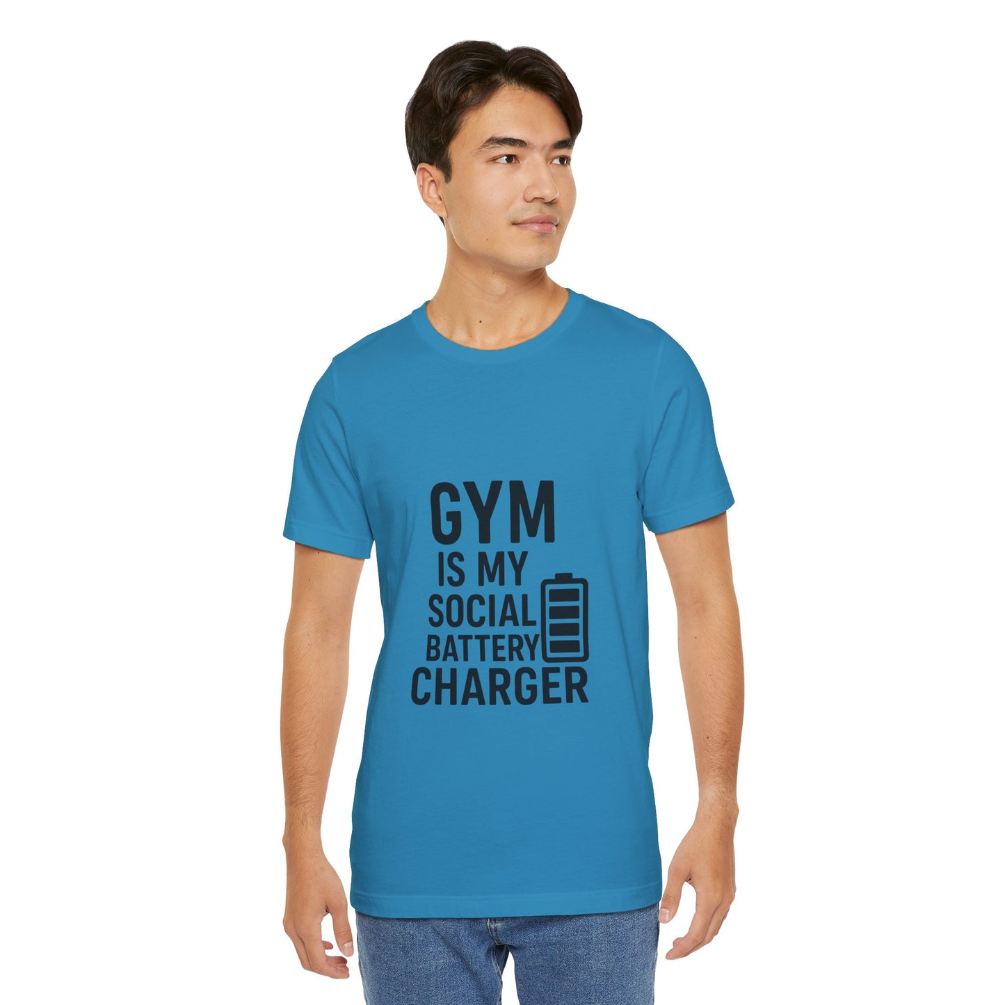 Gym Is My Social Battery Bar Unisex Jersey Short Sleeve Tee T-shirt
