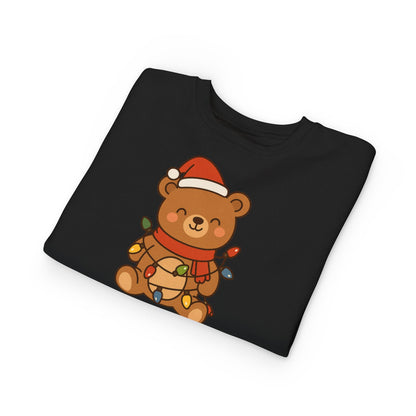 Teddy Bear With Christmas Lights And Hat Toddler Sweatshirt
