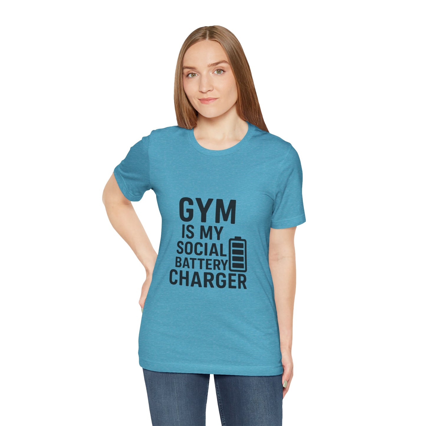 Gym Is My Social Battery Bar Unisex Jersey Short Sleeve Tee T-shirt