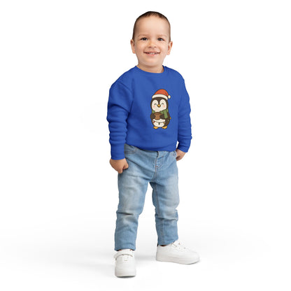 Penguin Drinking Hot Choco Christmas Toddler Sweatshirt