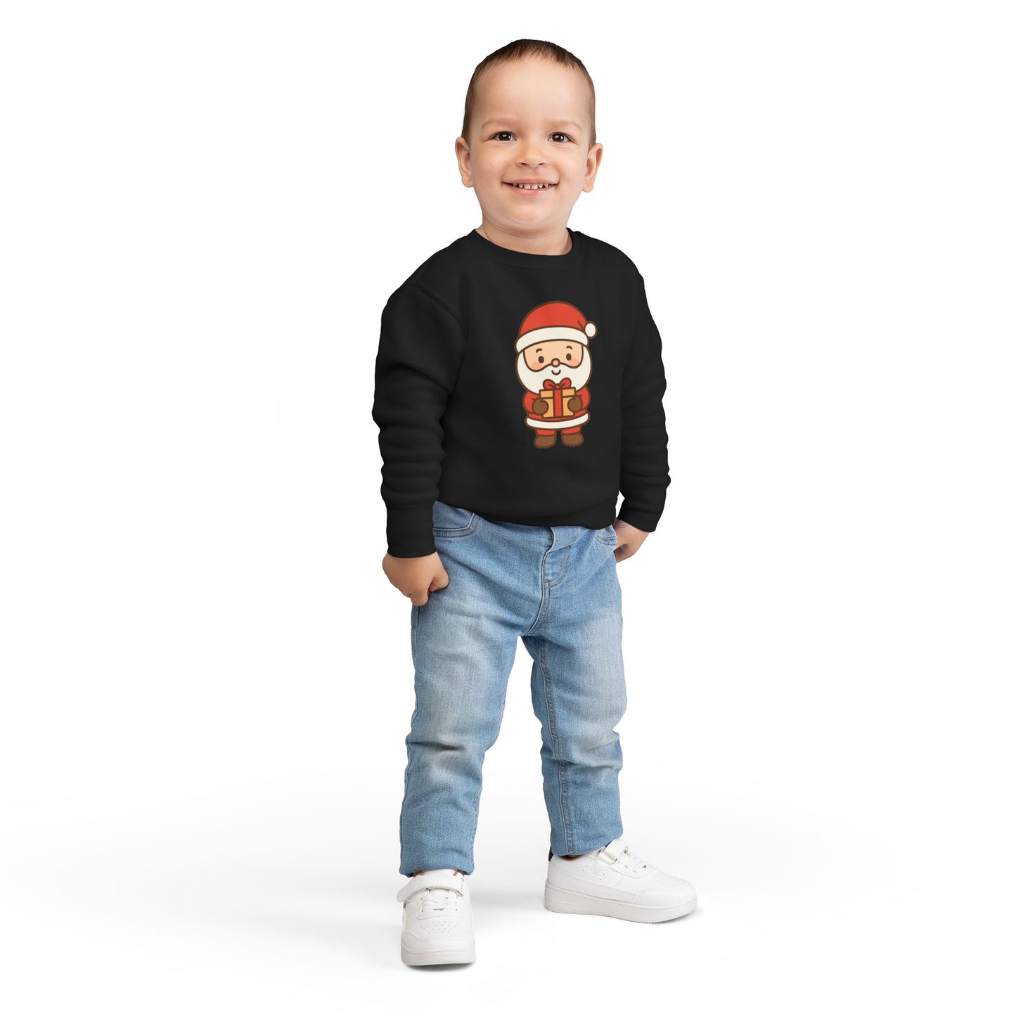 Baby Santa Holding Christmas Gift Toddler Sweatshirt