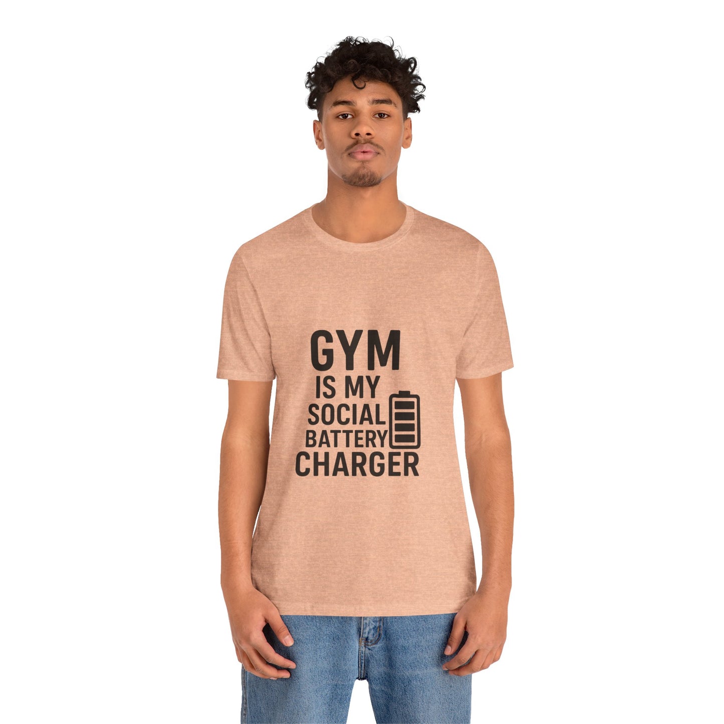 Gym Is My Social Battery Bar Unisex Jersey Short Sleeve Tee T-shirt