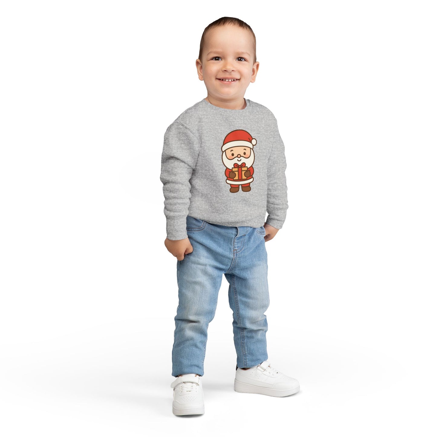 Baby Santa Holding Christmas Gift Toddler Sweatshirt