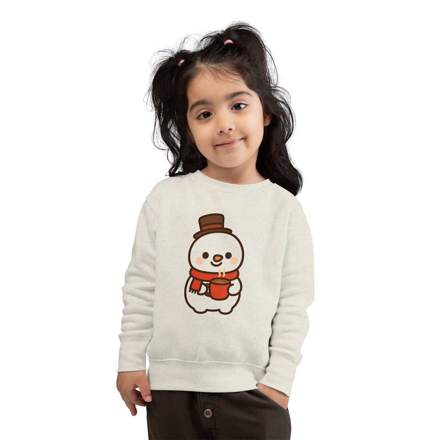 Snowman Drinking Hot Choco Toddler Sweatshirt